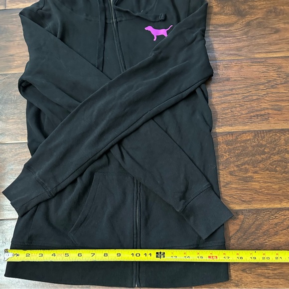 PINK by Victoria’s Secret, black and pink zip up hoodie size x-small - Picture 5 of 7